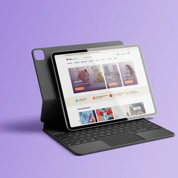 Voorbeeld van een website op een tablet