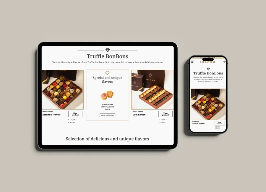 Odavide webshop op tablet en mobiel