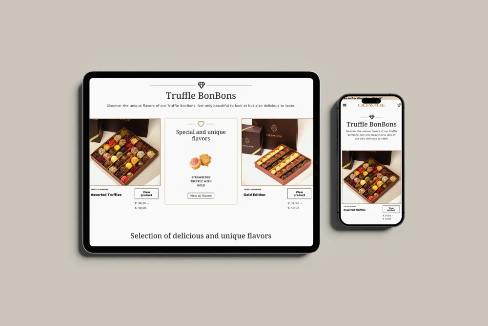Luxe maatwerk webshop Odavide