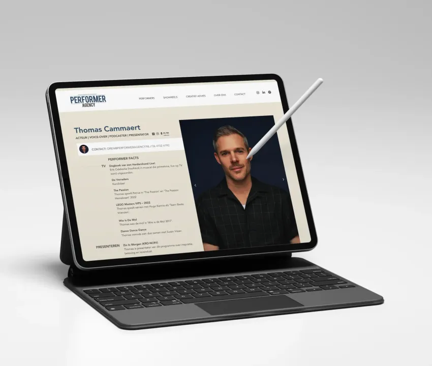 Profielen op de website van Performer Agency